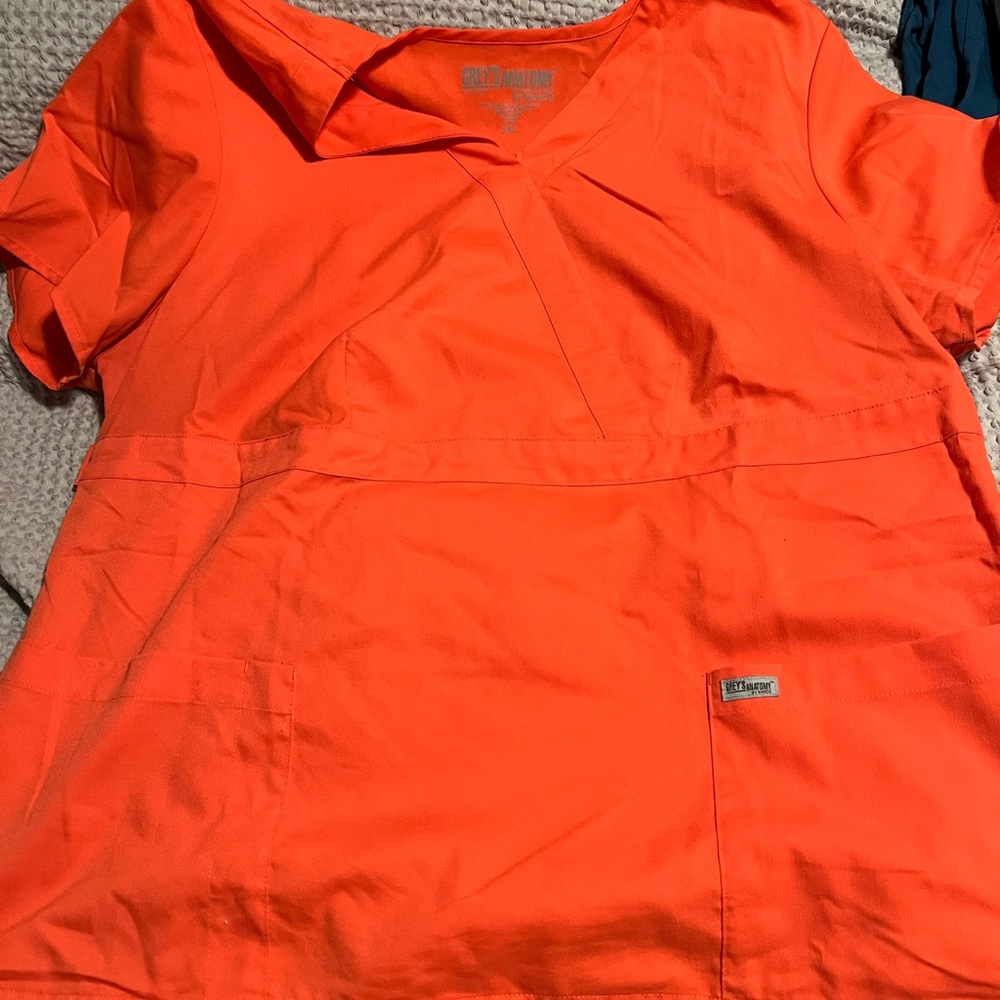 Grey's Anatomy Women's Scrub Top in Bright Orange